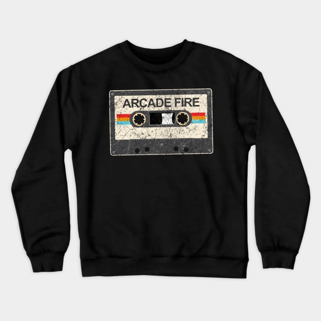 kurniamarga vintage cassette tape Arcade Fire Crewneck Sweatshirt by kurniamarga.artisticcolorful